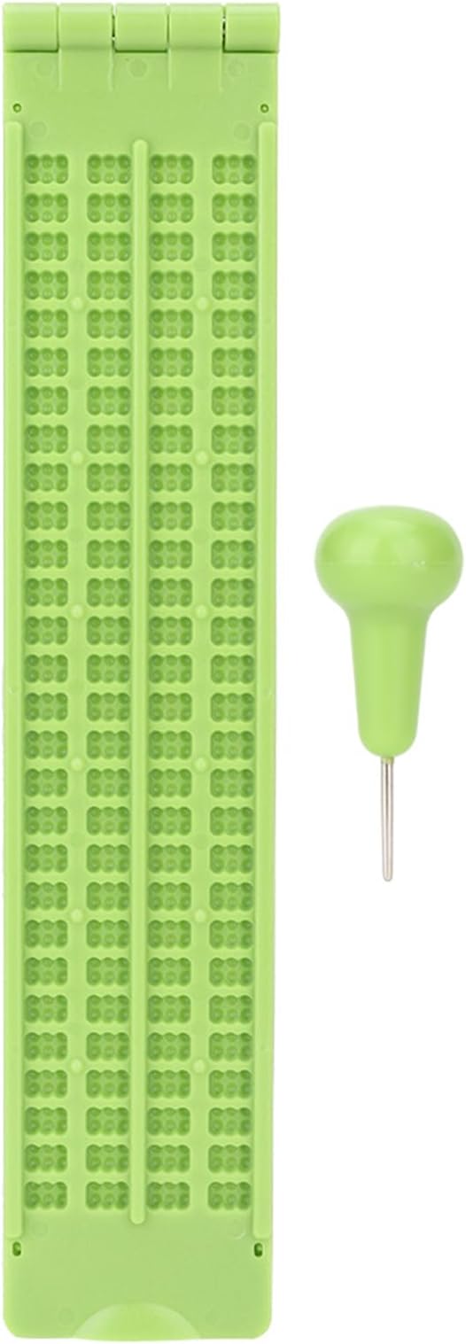 Braille Fingerboard Braille Writing Slate,Portable Plastic Braille Label Maker with Stylus 4 Lines 28 Cells Braille Learning Tool Accessory