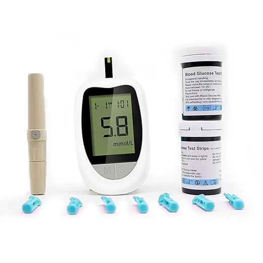 Blood Glucose Meter - 50 Lancets, 50 Strips, Travel Case - Home Testing Kit Safe for Kids and Adults