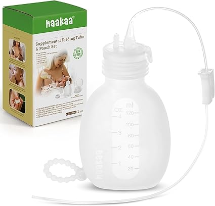 haakaa Supplemental Feeding Tube & Pouch Set,Baby Supplemental Nursing System,SNS Breastfeeding System,Food Grade Silicone