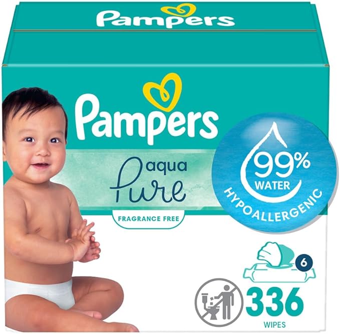 Pampers Aqua Pure Sensitive Baby Wipes 6X Pop-Top 336 Count