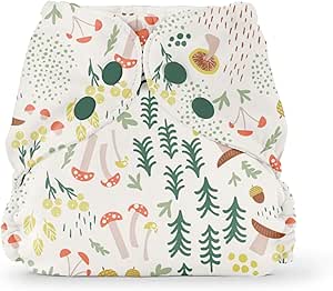 Esembly Cloth Diaper Cover - Reusable Swim Diaper, Waterproof, Breathable - Adjustable Outer Layer Over Absorbent Inner for Blowout Protection - Fantastic Funghi, Size 1 (7-17lbs)
