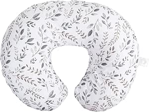 Boppy Nursing Pillow Original Support, Gray Taupe Leaves, Ergonomic Nursing Essentials for Bottle and Breastfeeding, Firm Fiber Fill, with Removable Nursing Pillow Cover, Machine Washable