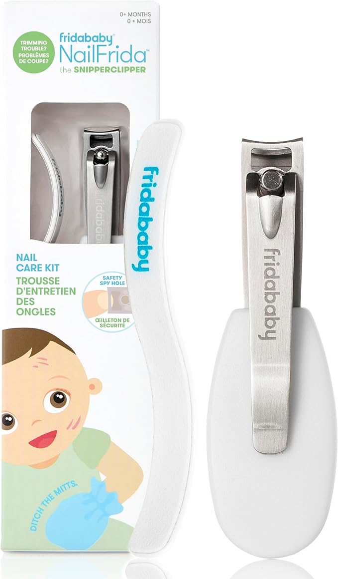 Frida Baby NailFrida Baby Nail Clippers & Nail File & Buffer for Newborns and Up, Safety Spyhole, Nickel Free, Curved Clipper to Fit Babies Nails