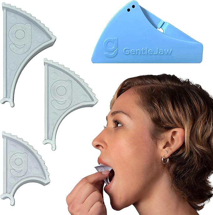Pain Relief Device for TMJ, Grinding, Clenching, Headaches, Trismus &​ ​Bruxism caused by Tight Jaw Muscles. Use Gentle Jaw for Passive Stretching to ​R​elax your Jaw Muscles; it is Yoga for the Jaw