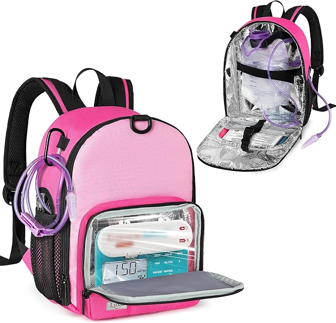 Luxja Feeding Tube Backpack Fits 500ml Bag and Enteral Feeding Pump (Compatible with EnteraLite Infinity and Kangaroo Joey), Feeding Tube Bag for G Tube, J Tube and GJ Tube, Red Rose (Bag Only)