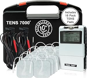 TENS 7000 Digital TENS Machine with Accessories, Includes 16 Pack Electrodes - TENS Unit Muscle Stimulator for Back Pain Relief, General Pain Relief, Neck Pain, Sciatica Pain Relief, Nerve Pain Relief