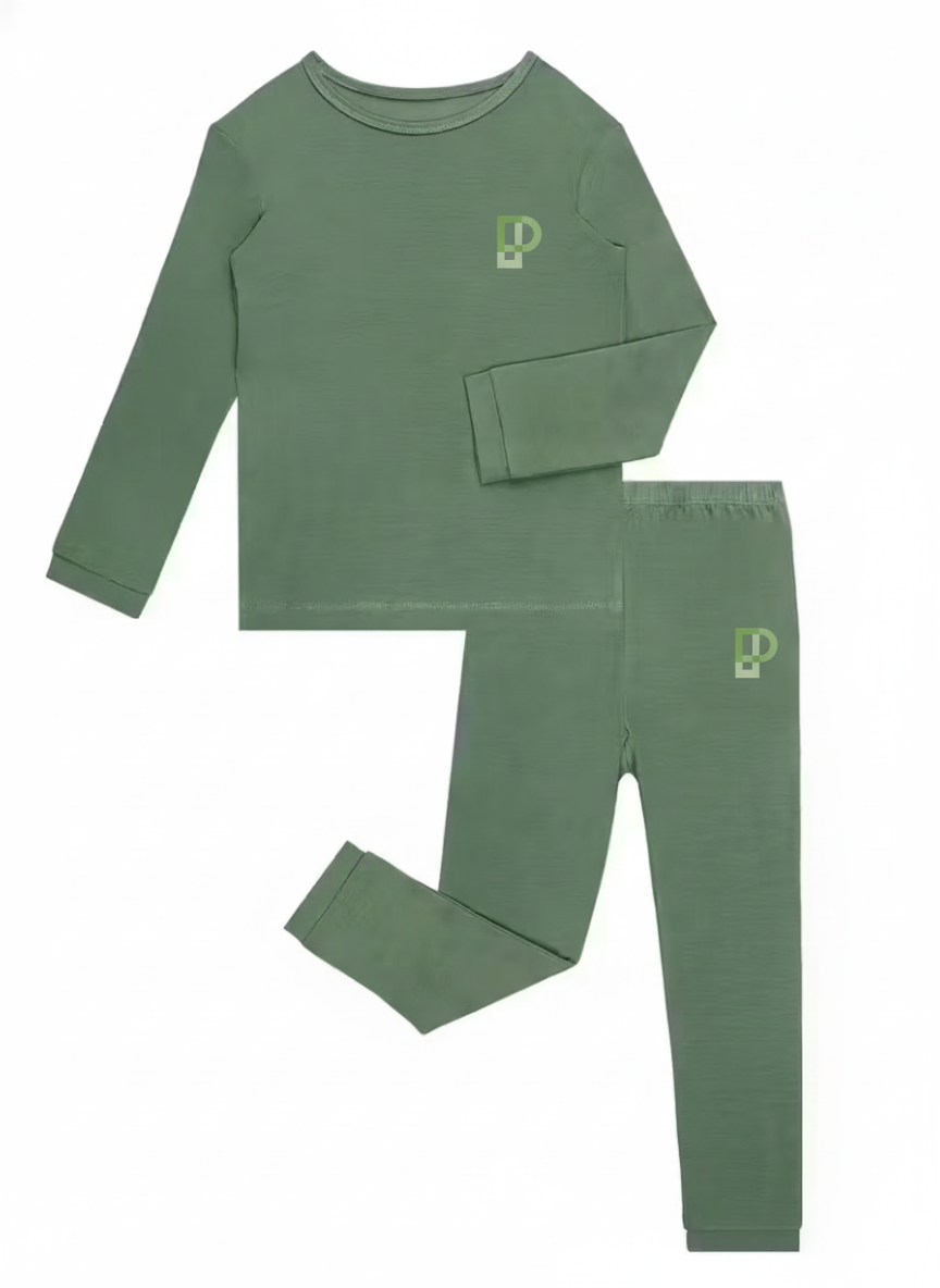 Army Green BamBoopJ Rayon Made Form Bamboo Fiber Pajamas for Boys and Girls