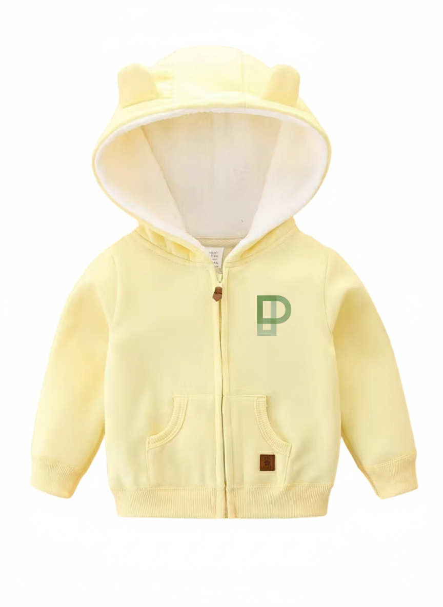 Girls' Fleece-Like Hooded Zipper Jacket 